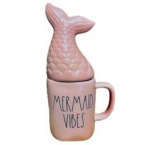 Rae Dunn mermaid mug with tail topper pale  pink